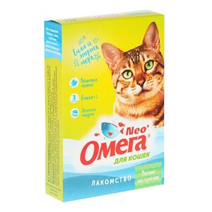 Лакомство Омега Nео+Мятное настроение' для кошек, с кошачьей мятой, 90 табл