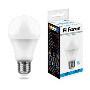 Лампа светодиодная FERON, Шар'Е27, 15 Вт, 230 В, 6400 К