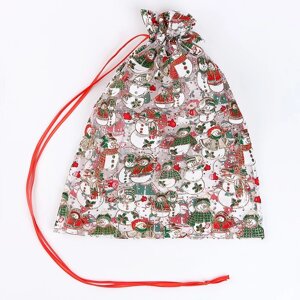 Мешок подарочный 'Пара снеговиков'р. 45 x 35 см, органза
