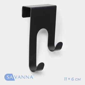 Металлический надверный крючок SAVANNA Black Loft Door Many, 2 шт, 11x6x5 см, дверь 2 см