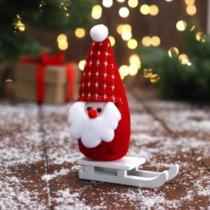Мягкая игрушка 'Дед Мороз на санках' звёзды, 5х13 см, красный