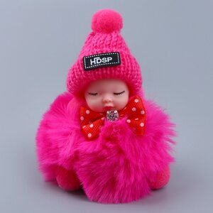 Мягкая игрушка 'Кукла' в шапочке, на брелоке, 11 см, цвет МИКС