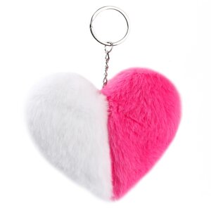 Мягкая игрушка 'Сердечко' половинки, на брелоке, 10 см, цвет бело-розовый