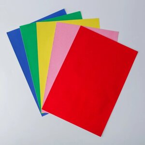 Набор цветной бумаги 'Бархатная самоклеящаяся' 5 листов 5 цветов, 110 г/м2, 21х29,7 см