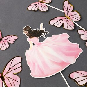 Набор для украшения 'Девушка с бабочками'набор 7 шт., цвет розовый