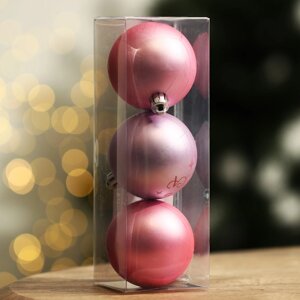 Набор ёлочных шаров 'Верь в чудеса! пластик, d-6, 3 шт, нежно-розовый