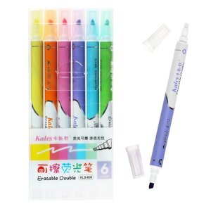 Набор маркеров-текстовыделителей 'Пиши - стирай' 6 цветов, наконечники скошенные, 5 мм