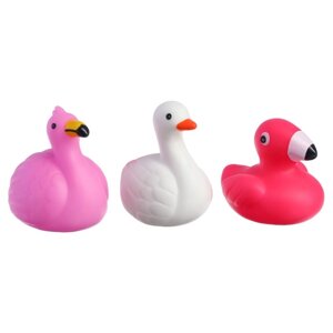 Набор резиновых игрушек для ванны 'Фламинго и лебеди'3 шт, Крошка Я