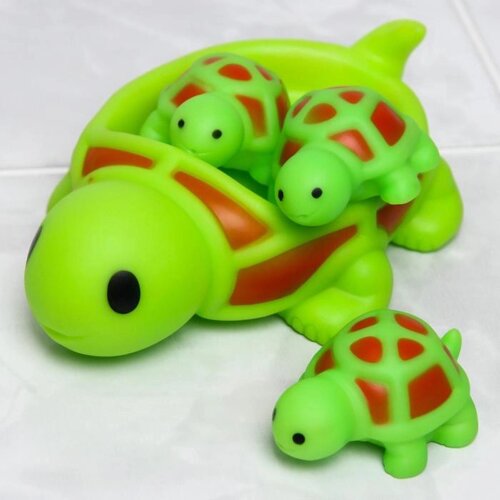 Набор резиновых игрушек для ванны 'Мыльница Черепаха'14,5 см, с пищалкой, 4 шт, Крошка Я
