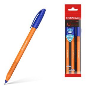 Набор ручек шариковых ErichKrause U-108 Orange Stick, 3 штуки, игольчатый узел 1.0 мм, цвет чернил синий, супермягкое