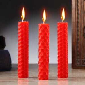 Набор свечей из вощины 'Любовь и сила'3 шт, 8х1,7 см, 45 мин, красный