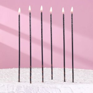 Набор свечей в торт, 6 штук 'Сияние'чёрный, 17 см