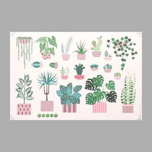 Наклейка пластик интерьерная цветная 'Комнатные растения' 40х60 см