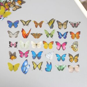 Наклейки для творчества пластик PVC 'Цветочные бабочки' набор 60 шт 10х14 см