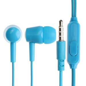 Наушники Exployd EX-HP-1369, вакуумные, микрофон, 102 дБ, 32 Ом, 3.5 мм, 1.2 м, голубые (комплект из 2 шт.)
