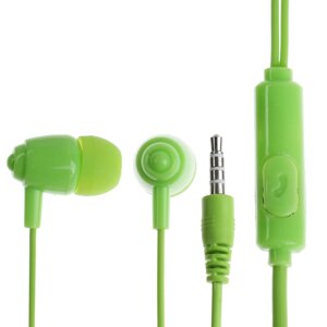 Наушники Perfeo ALTO-M, вакуумные, микрофон, 104 дБ, 32 Ом, 3.5 мм, 1.2 м, зеленые