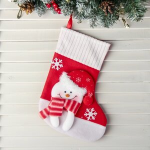 Носок для подарков 'Снегопад' Снеговик, 18х26 см, бело-красный