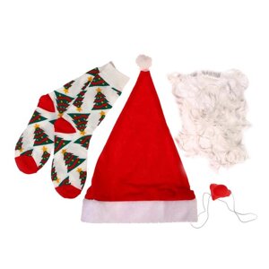 Новогодний карнавальный набор 'Весёлый Дед Мороз'борода+ носки+ нос+ шапка), на новый год