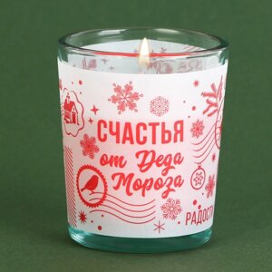 Новогодняя свеча в стакане 'Счастья от деда мороза'аромат корица