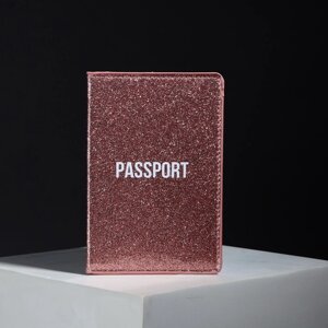 Обложка для паспорта 'Passport'ПВХ блестящая, цвет розовый