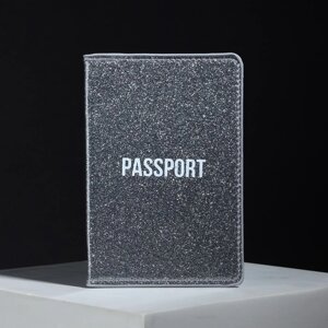 Обложка для паспорта 'Passport'ПВХ блестящая, цвет серый