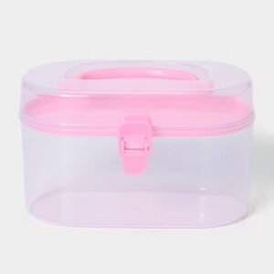 Органайзер для хранения пластиковый со вставкой, 12x7,5x7,5 см, цвет розовый