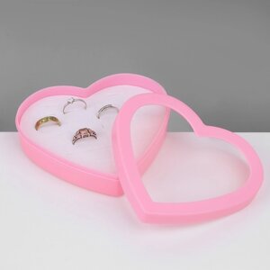 Органайзер для украшений 'Шкатулка сердце' 24 места, пластик, 12x9,5x3 см, цвет розовый