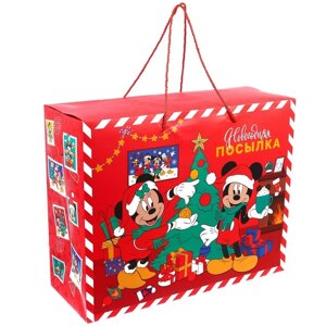 Пакет-коробка, 19 х 40 х 50 см 'Новогодняя посылка'Микки Маус