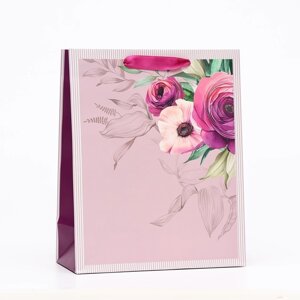 Пакет подарочный 'Цветочный пейзаж'26 х 32 х 12 см
