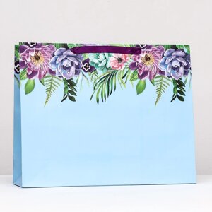 Пакет подарочный 'Цветы' голубой, 50 х 40 х 15 см