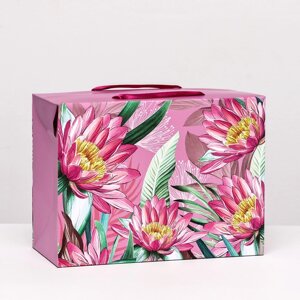 Пакет подарочный 'Цветы' розовый, 27 х 20 х 13 см