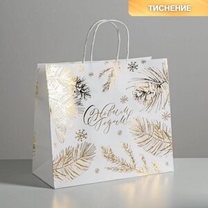 Пакет подарочный крафтовый Best winter, 32 x 28 x 15 см