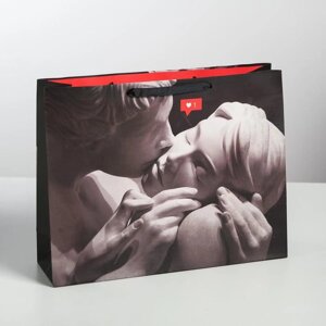 Пакет подарочный ламинированный горизонтальный, упаковка, Love'L 40 х 31 х 11,5 см