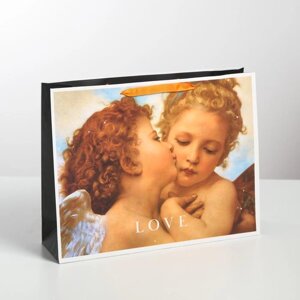 Пакет подарочный ламинированный горизонтальный, упаковка, Love, L 40 х 31 х 11,5 см