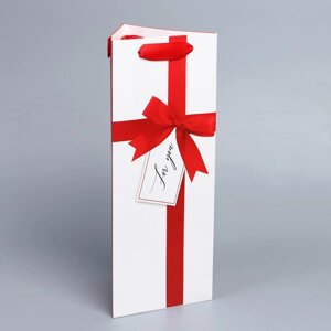 Пакет подарочный под бутылку, упаковка, For You'13 х 32 х 11,3 см