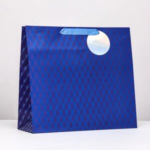 Пакет подарочный 'Узоры' синий, 36 х 32 х 12 см