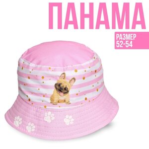 Панама детская для девочки 'Пёсик'цвет розовый, р-р. 52-54
