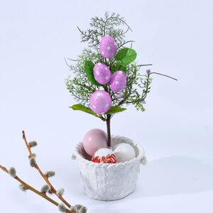 Пасхальный декор 'Яйца фиолетового цвета в горошек' 6 x 15 x 30 см