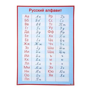 Плакат обучающий 'Русский алфавит, прописные и печатные буквы' А2