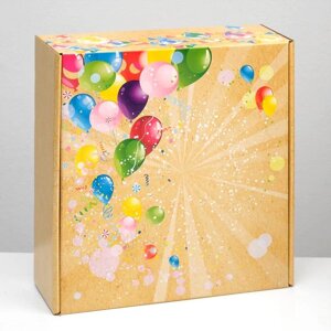 Подарочная коробка 'С шариками'крафт, 28,5 х 9,5 х 29,5 см (комплект из 5 шт.)