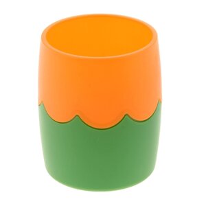 Подставка-стакан для пишущих принадлежностей Стамм, школьная, двухцветная, зелено-оранжевая (комплект из 5 шт.)