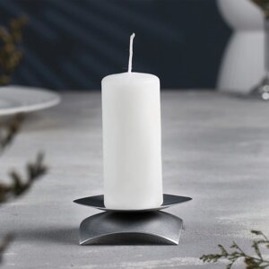 Подсвечник 'Кварта Н' металл на одну свечу, 9,5х3 см, серебро