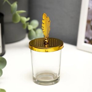 Подсвечник стекло на 1 свечу 'Пёрышко' золото 11х5,5х5,5 см