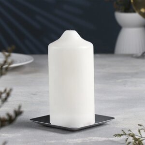 Подсвечник 'Тарелка квадратная' металл на одну свечу, 10х1,1 см, серебро