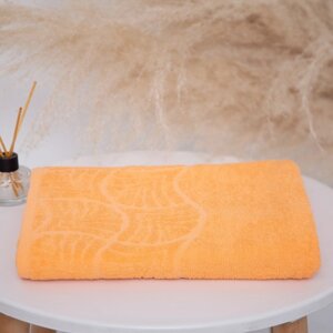 Полотенце махровое 'Волна'размер 30х70 см, цвет оранжевый, 300 г/м