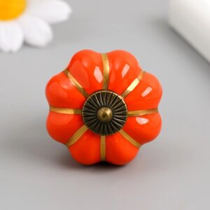 Ручка для шкатулки керамика, металл 'Тыковка' апельсин 4х4х4 см