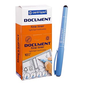 Ручка капиллярная, 0.5 мм, Centropen 'Document' 2631, черная, длина письма 500 м, картонная упаковка (комплект из 10