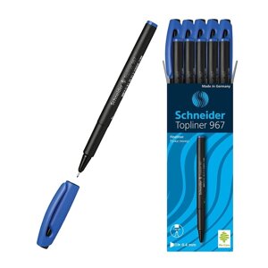 Ручка капиллярная Schneider TOPLINER 967, узел 0.4 мм, чернила синие (комплект из 10 шт.)