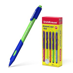 Ручка шариковая ErichKrause ErgoLine Kids Ultra Glide, первоклассника, эргономичный держатель, корпус Soft-touch, узел