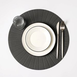 Салфетка сервировочная на стол 'Ра'd36 см, цвет серый (комплект из 12 шт.)